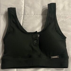 Bombshell Sportswear Olive Green Ribbed Sports Bra Top Size M